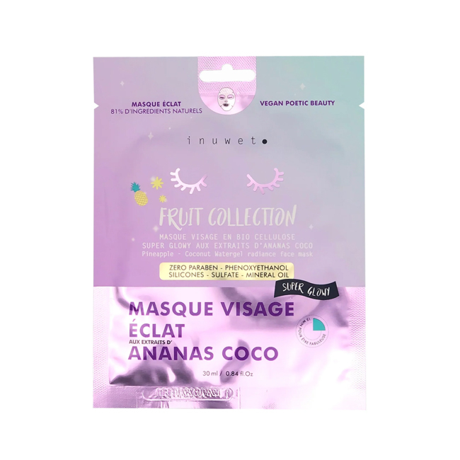 MASQUE FRUIT COLLECTION VISAGE EN BIO-CELLULOSE-ECLAT- ANANAS COCO